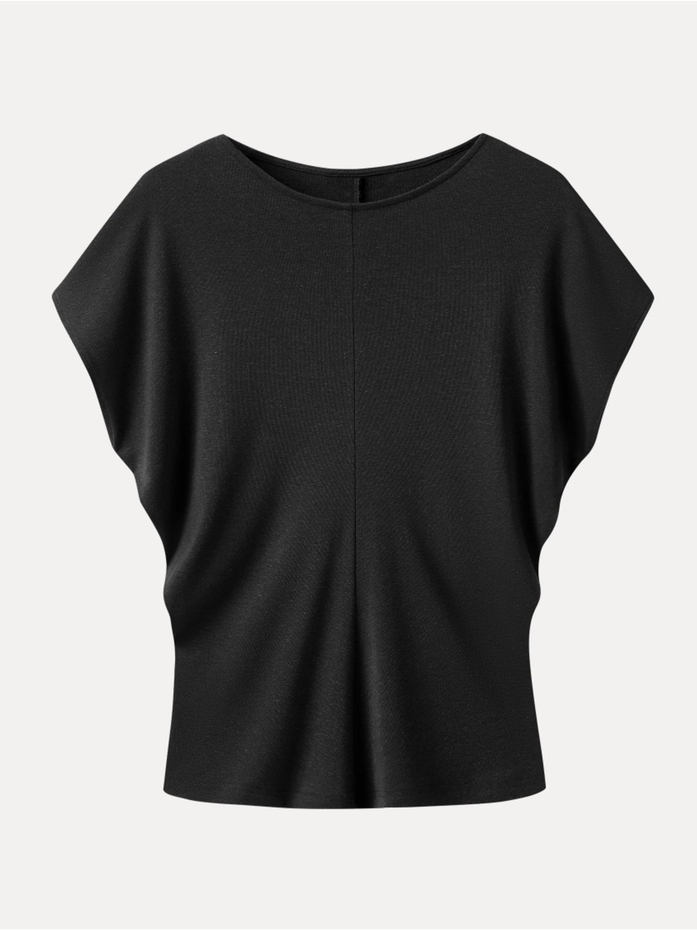OGL Tencel-Linen Linen-Blend Round Neck Relaxed Summer Top Black Size Small NWT